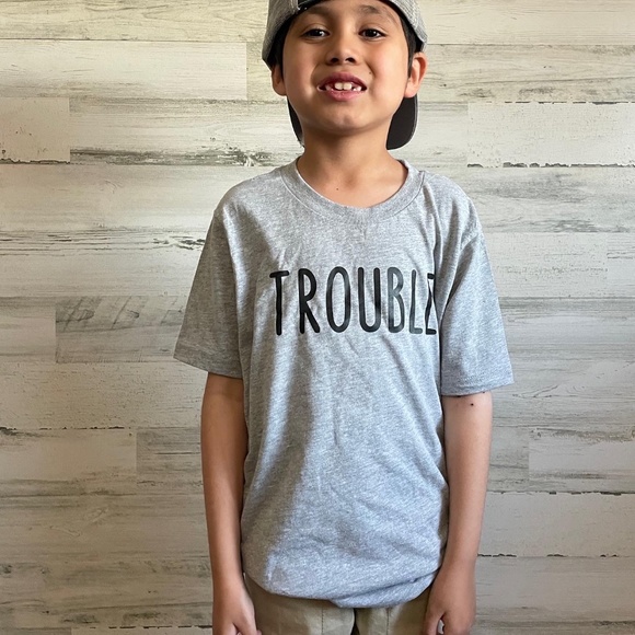 NEW Trouble Tee (Youth)- Kids T-shirt with Trouble on it - Picture 1 of 8